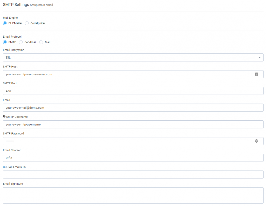 AWS Email SMTP Setup