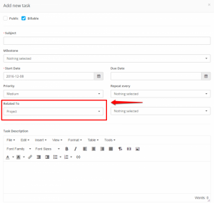 Linking task to features