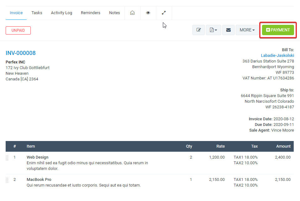 Record Invoice Payment