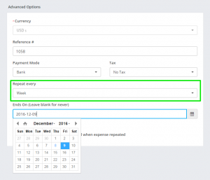 Creating Recurring Expense