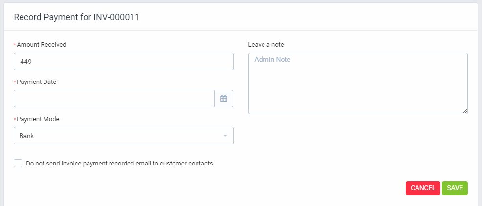Record Invoice Payment