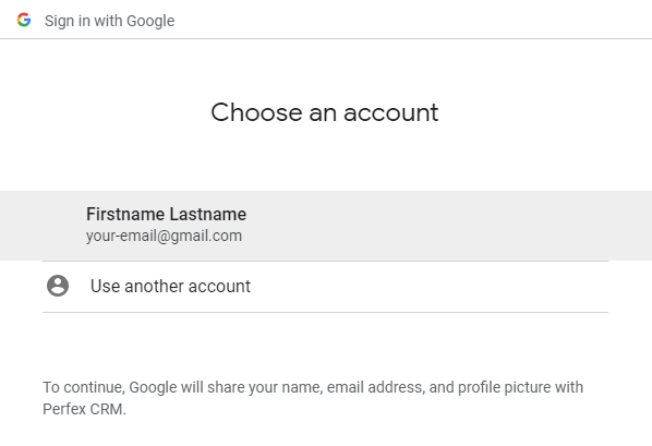 Google Drive Choose Account
